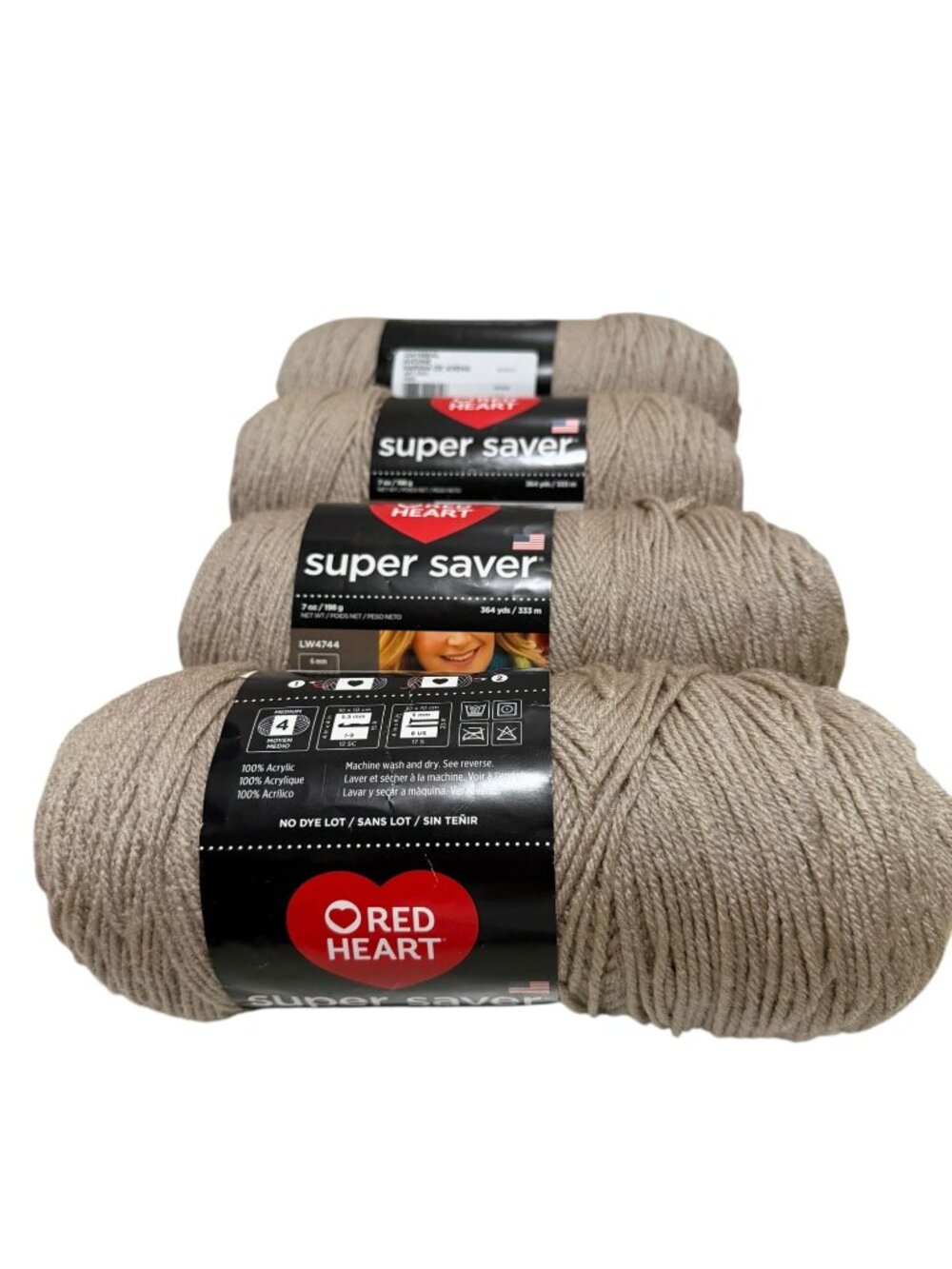 Red Heart Super Saver Yarn Oatmeal 4 Skeins 7oz Medium Weight 4 364 Yds Acrylic